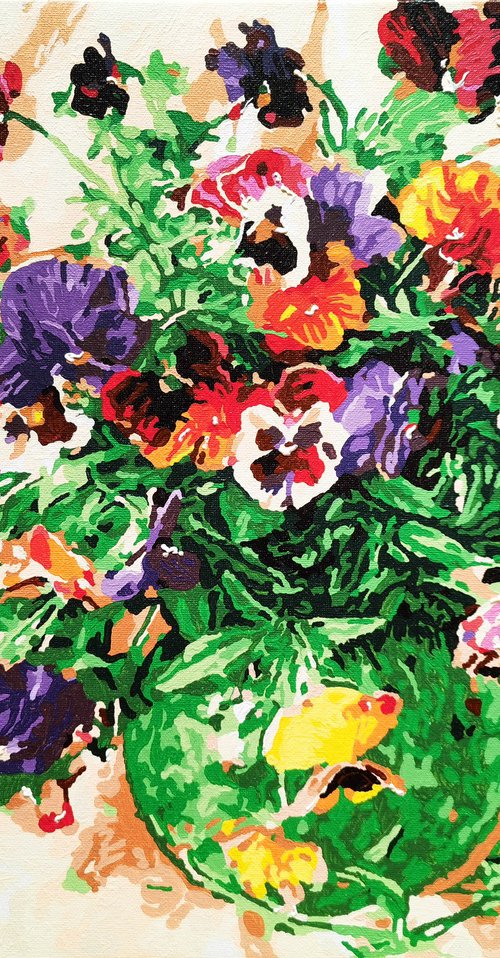 Pansy flowers bouquet in vase by BAST