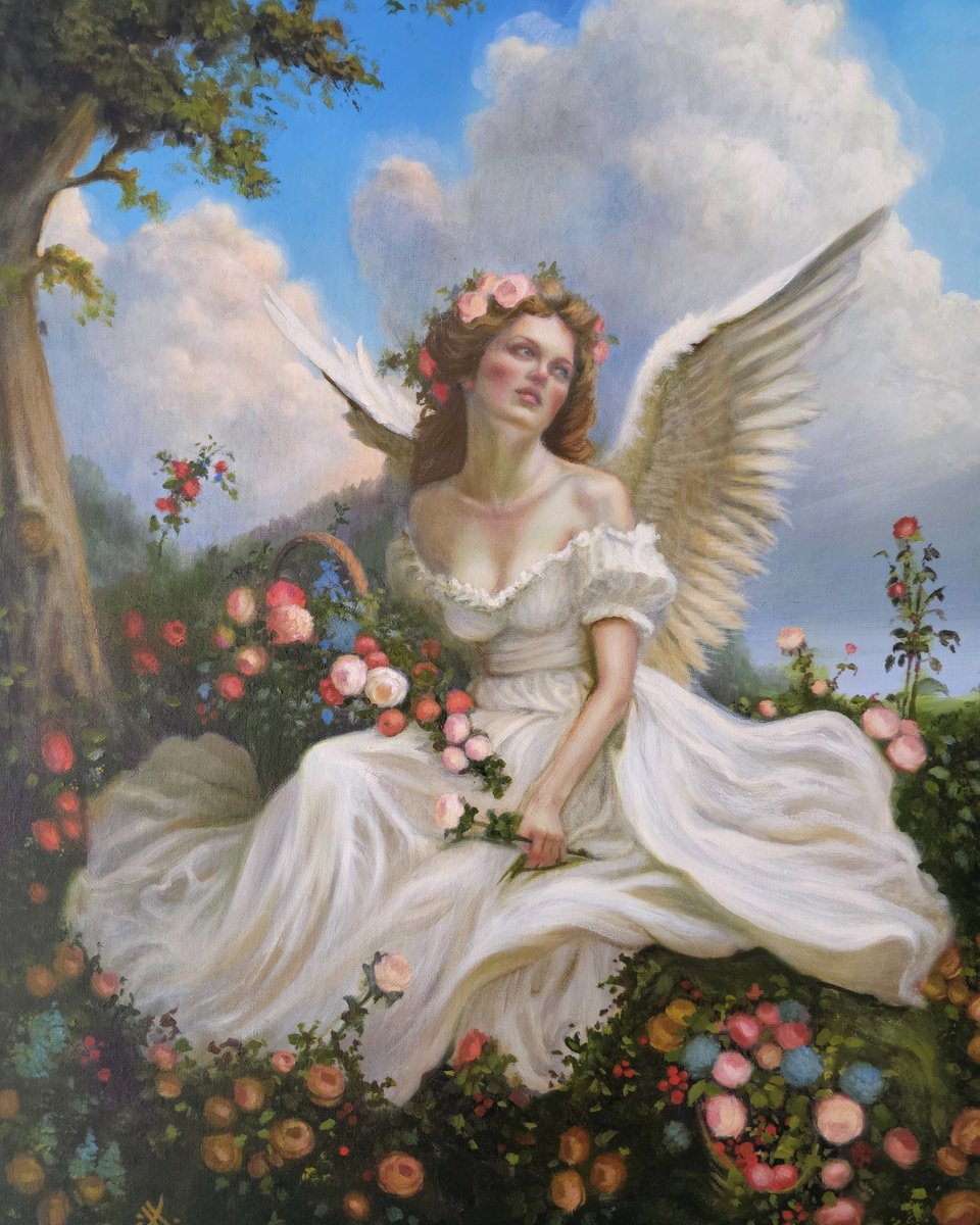 Photorealistic Oil Painting , Antheia, Goddess Of Gardens By Ellisa Hague, 16 X 20, Artwork For Sale On Artfinder