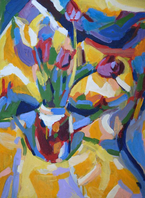 Abstract Floral Composition / 43 x 31 cm by Alexandra Djokic