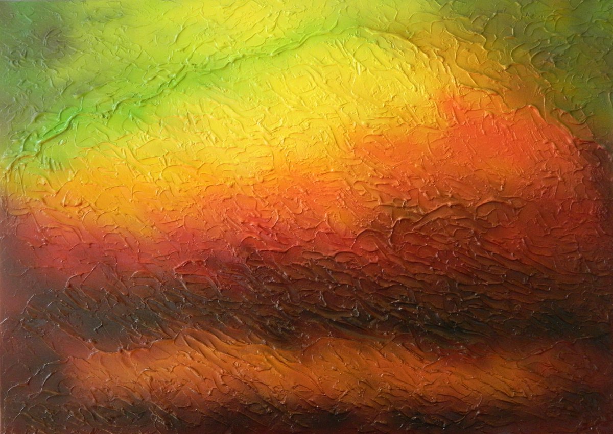A New Dawn - colorful abstract aerial painting; home, office decor; gift idea by Liza Wheeler