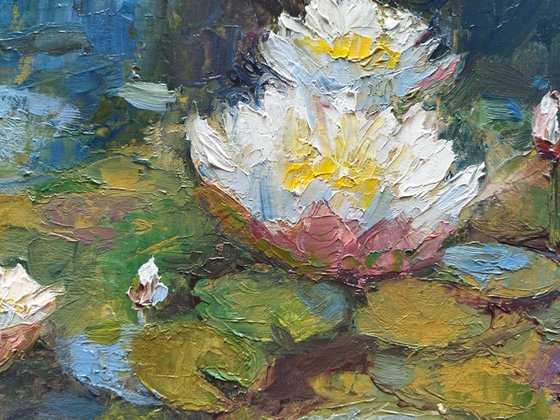 White Lily Pond – Impressionist Oil