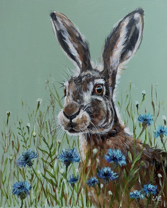 Hare in  Cornflowers