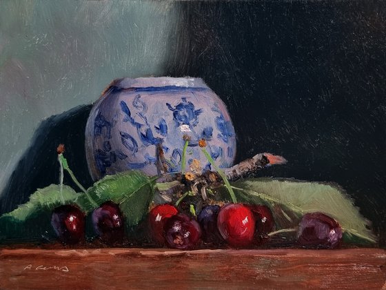 Cherries and Vase