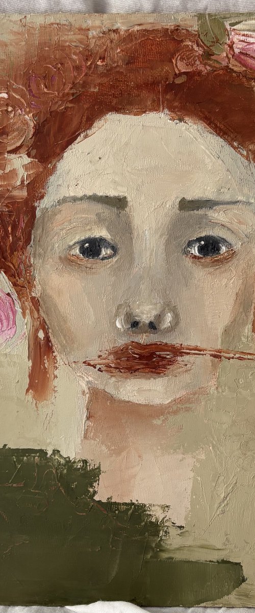 Wild roses female portrait by Daniela Nocito