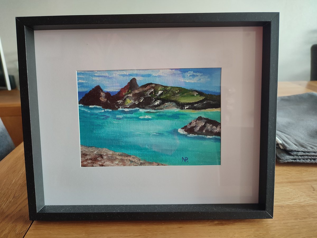 Cornwall, British sescape, original framed oil landscape painting, gift idea by Nataliia Plakhotnyk