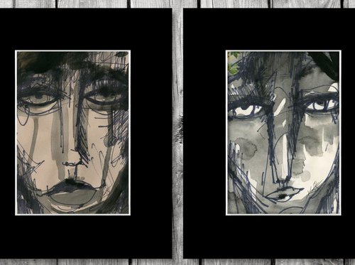 I Have A Secret Collection 1 - 4 Abstract Face Artworks by Kathy Morton Stanion by Kathy Morton Stanion