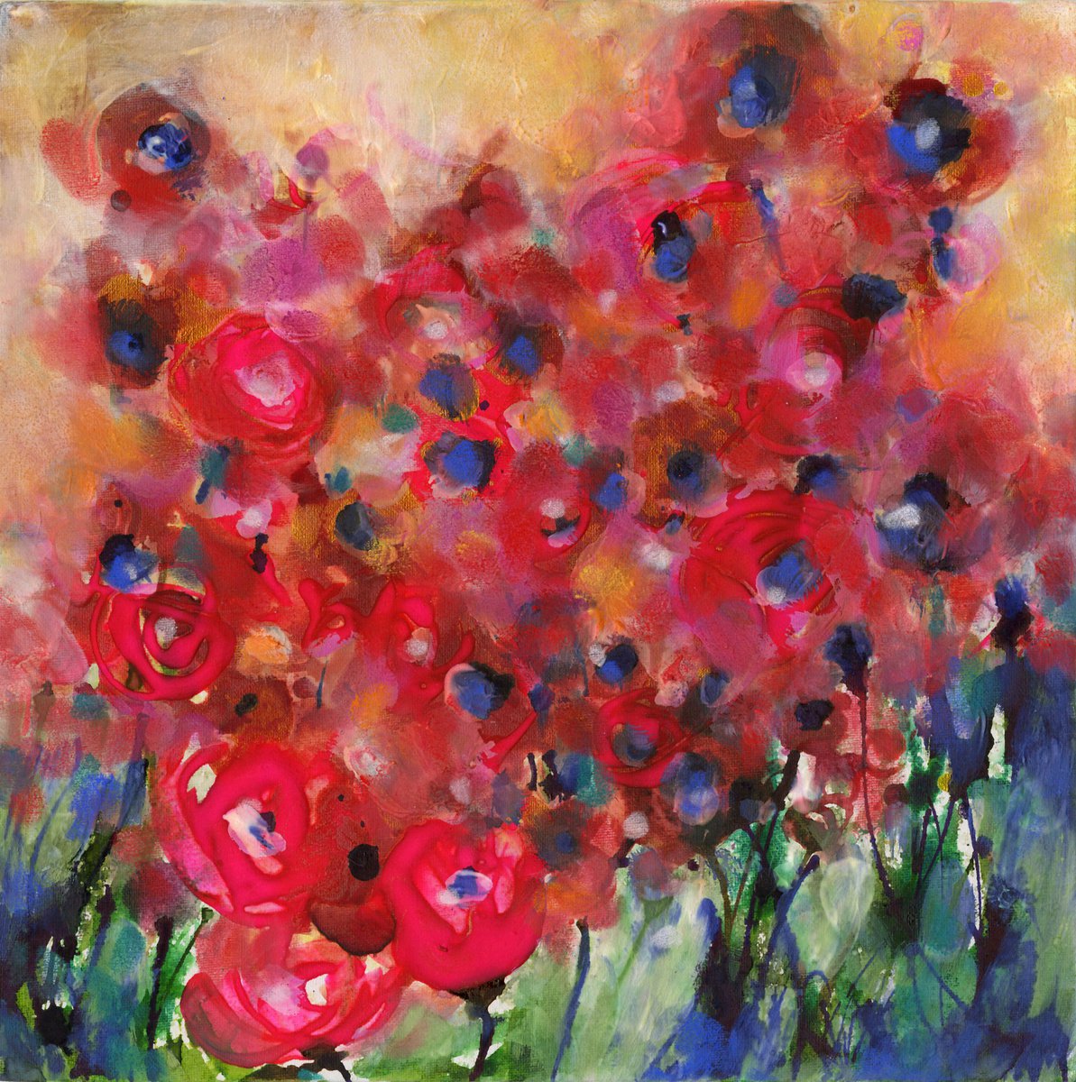 A Day In The Garden 5 - Flower Painting by Kathy Morton Stanion by Kathy Morton Stanion