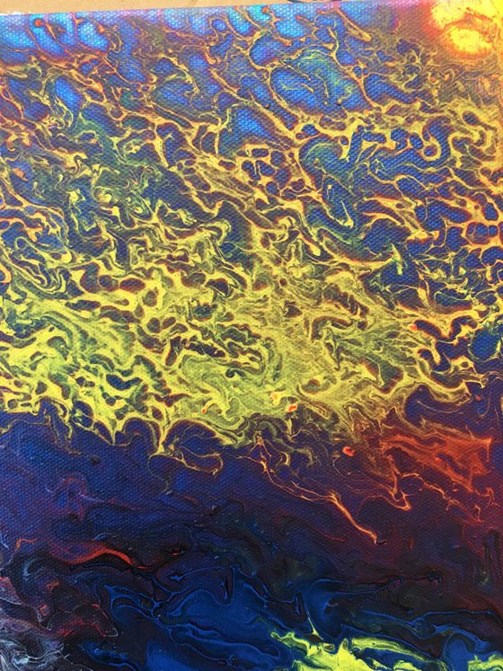 "Solar Flare" - Original Abstract PMS Acrylic Painting, 24 x 18 inches