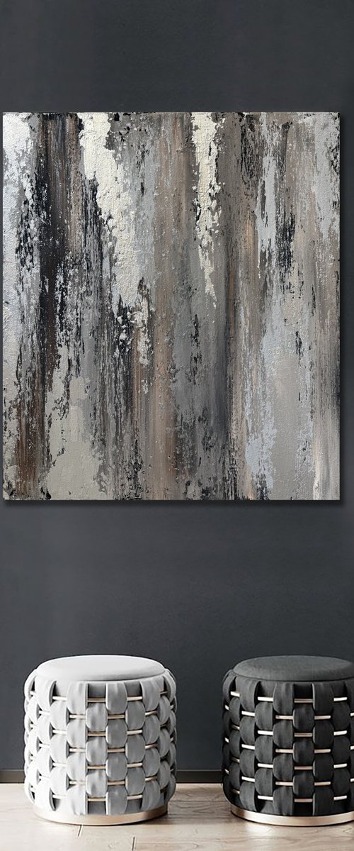 Gray texture on brown and cappuccino by Marina Skromova