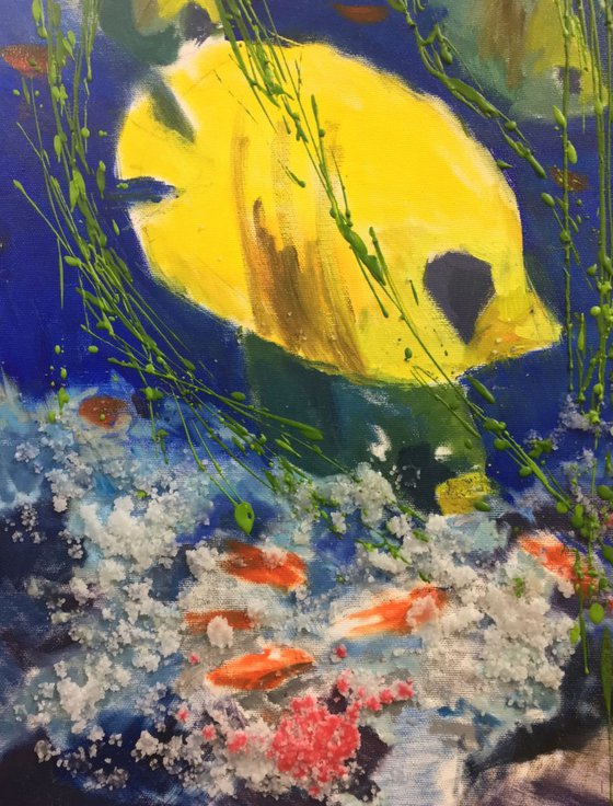 Undersea World Abstract Fishes Painting Contremporary Art