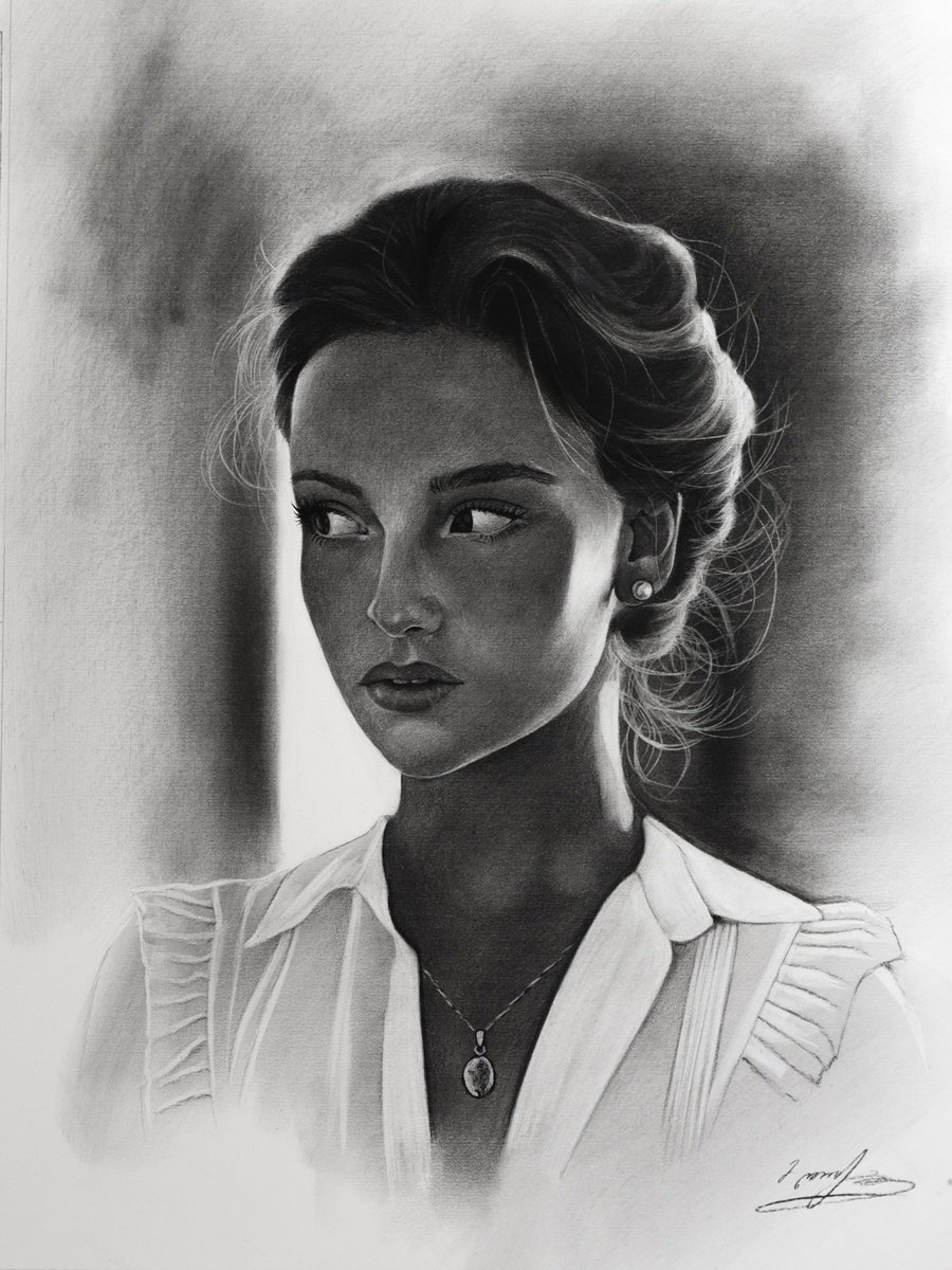 Photorealistic Charcoal Drawing , Woman Portrait No. 28 By Mariam Darchiashvili, 12 X 16, Artwork For Sale On Artfinder