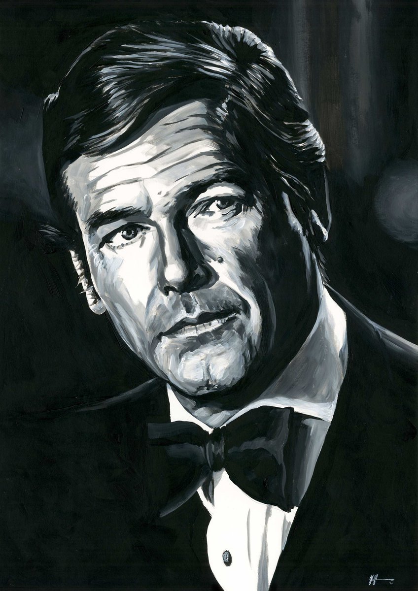 Roger Moore - James Bond 007 By Alex Stutchbury, 18 X 25, Artwork For Sale On Artfinder