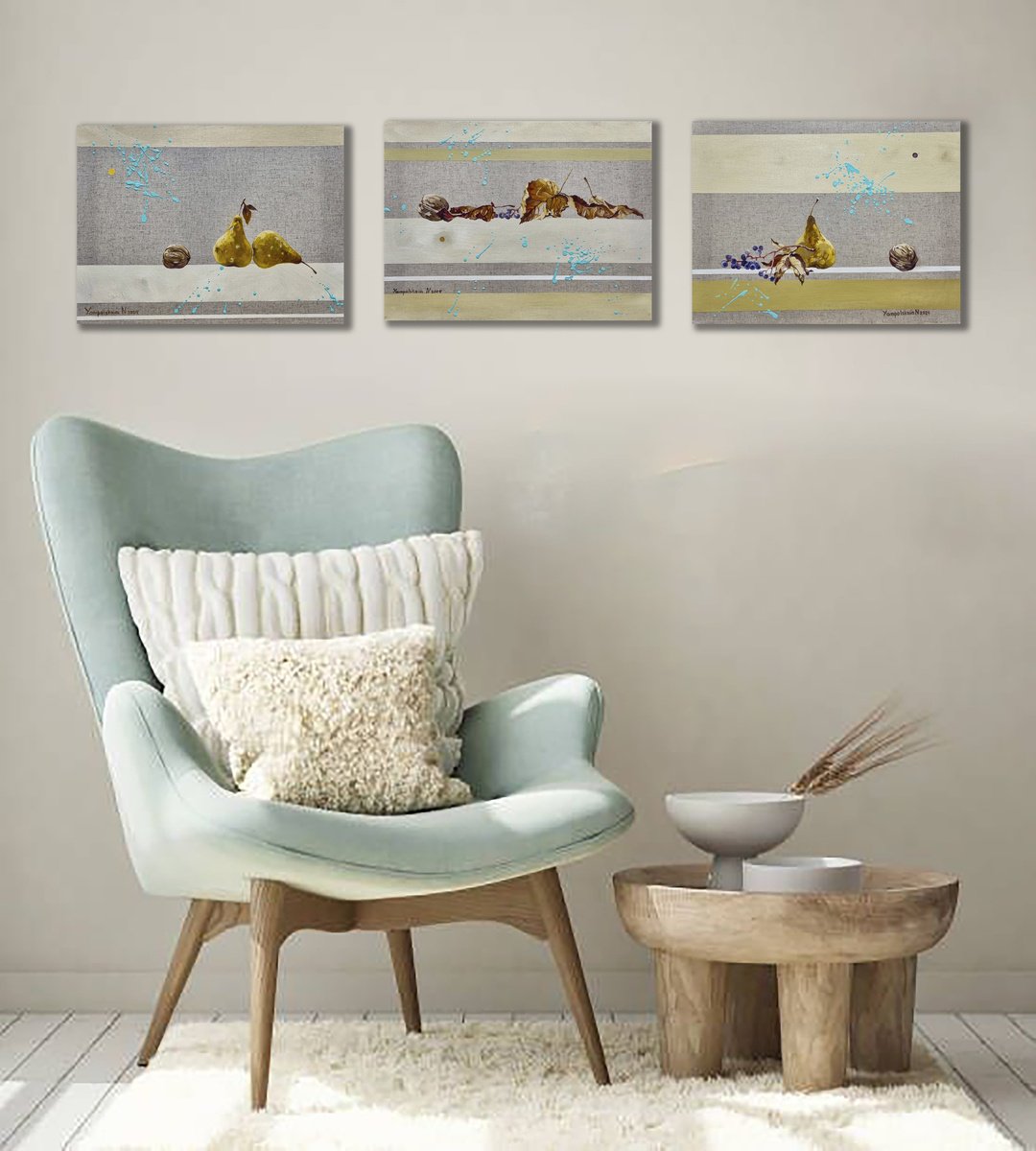 Oil Painting , Gifts Of Autumn. Set By Natalia Yampolskaia, 47 X 12, Artwork For Sale On Artfinder