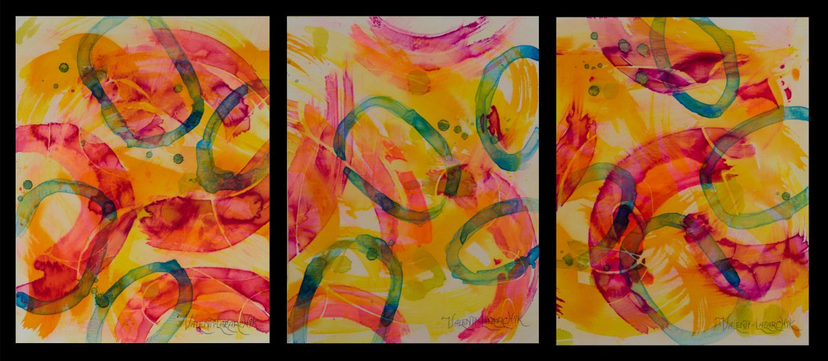 Sonetto #462, (3) panels (11 x 14 ea), total width 33 x 14 high by Gina Valenti-Lazarchik