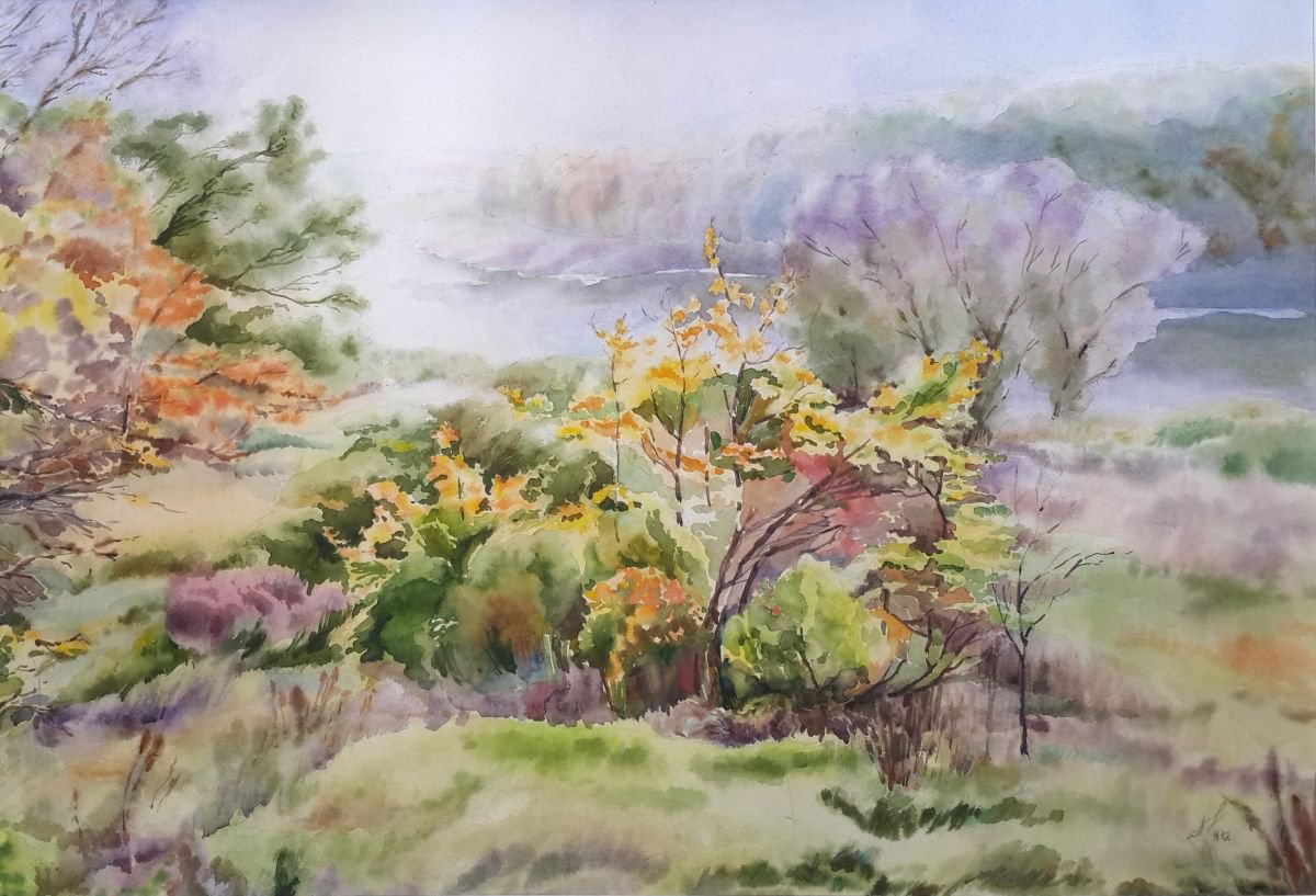 Impressionistic Watercolour , Golden Bush By Yurii Pashkov, 31 X 22, Artwork For Sale On Artfinder