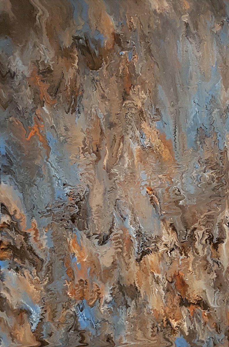 Organic Abstract Painting By Alexandra Romano, 24 X 36, Blue Marble, Original Artwork