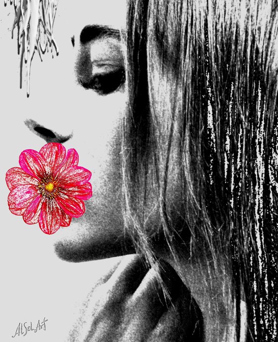 Girl with Flower in Profile