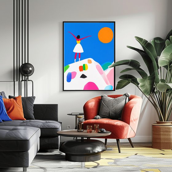 Woman Joyful Mountain Top