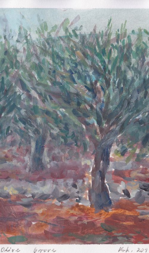Olive Grove, 2017, acrylic on paper, 20,7 x 29,5 cm by Alenka Koderman