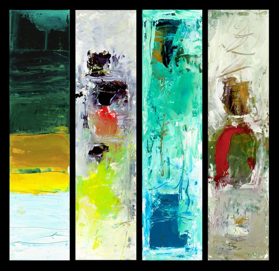 Oil Abstraction Collection 1 - 4 Small Abstract paintings by Kathy Morton Stanion