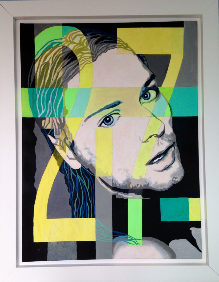 Photorealistic Portrait Acrylic Painting By Stefano Pallara, 31 X 39", The 27 Club - Kurt Cobain, Original Artwork