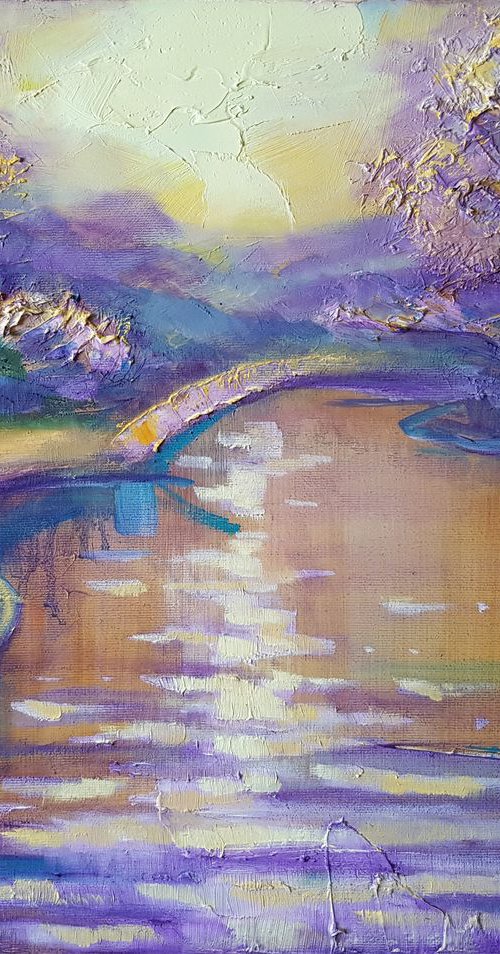 Landscape with a lake by Mary Voloshyna