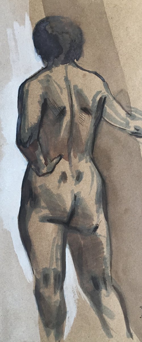 Naked girl. Nude model. Sketch of woman by Natalia Veyner