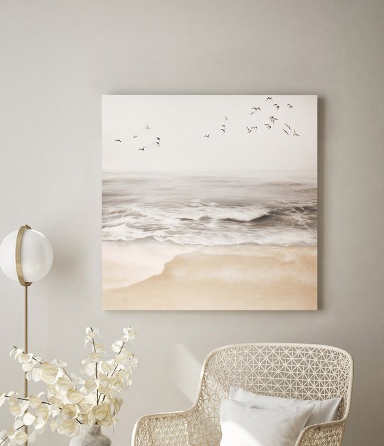 "Sea vibes" Beige sea oil landscape art