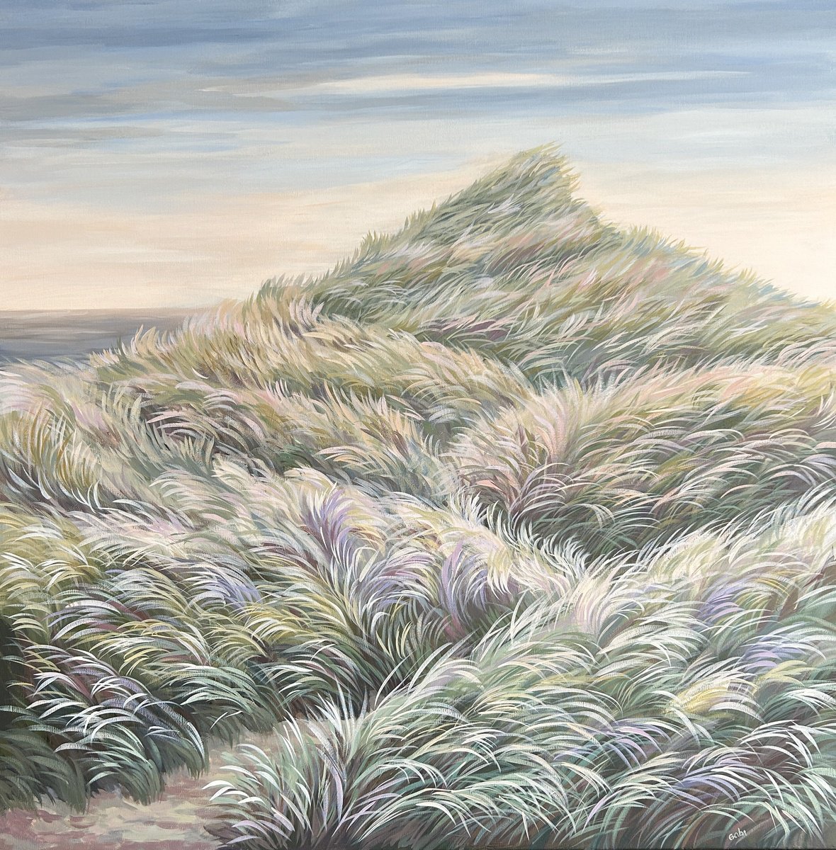 Impressionistic Landscape Acrylic Painting By Gabriele Prismantaite, 35 X 35, Night Is Falling, Original Artwork