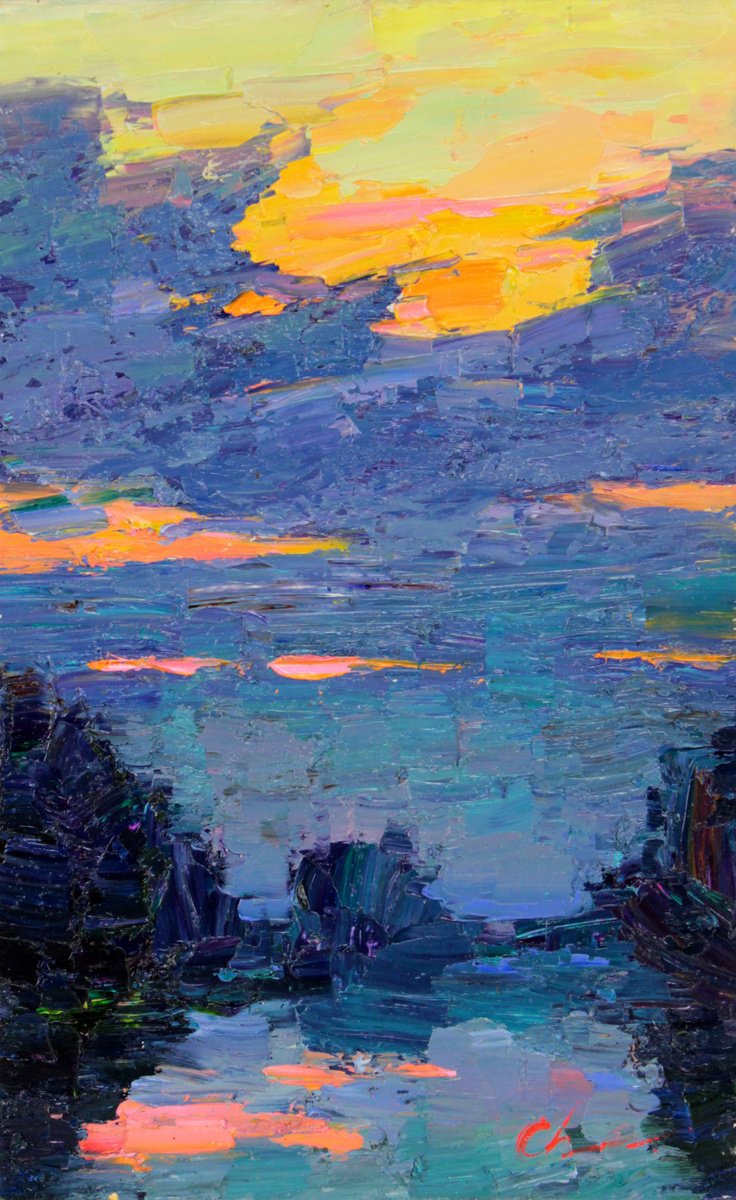 Sunset river by Sergei Chernyakovsky