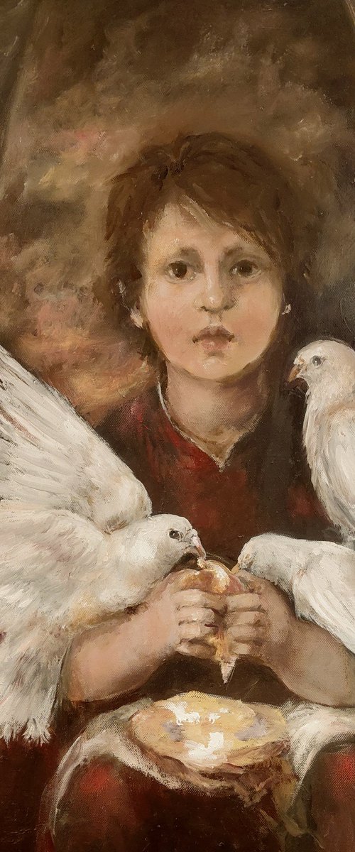 Boy with Doves by J Alexandra  Connor