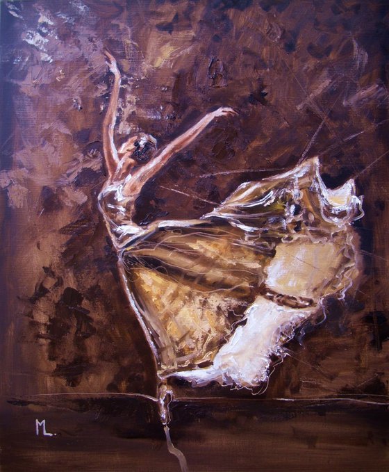 " THE MOONLIGHT DANCER... "- ballerina liGHt  ORIGINAL OIL PAINTING, GIFT, PALETTE KNIFE