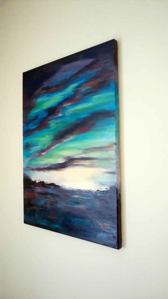 Abstract landscape #1.---  (Gift idea, original oil absract painting home decor idea 50x70cm ready to hung)
