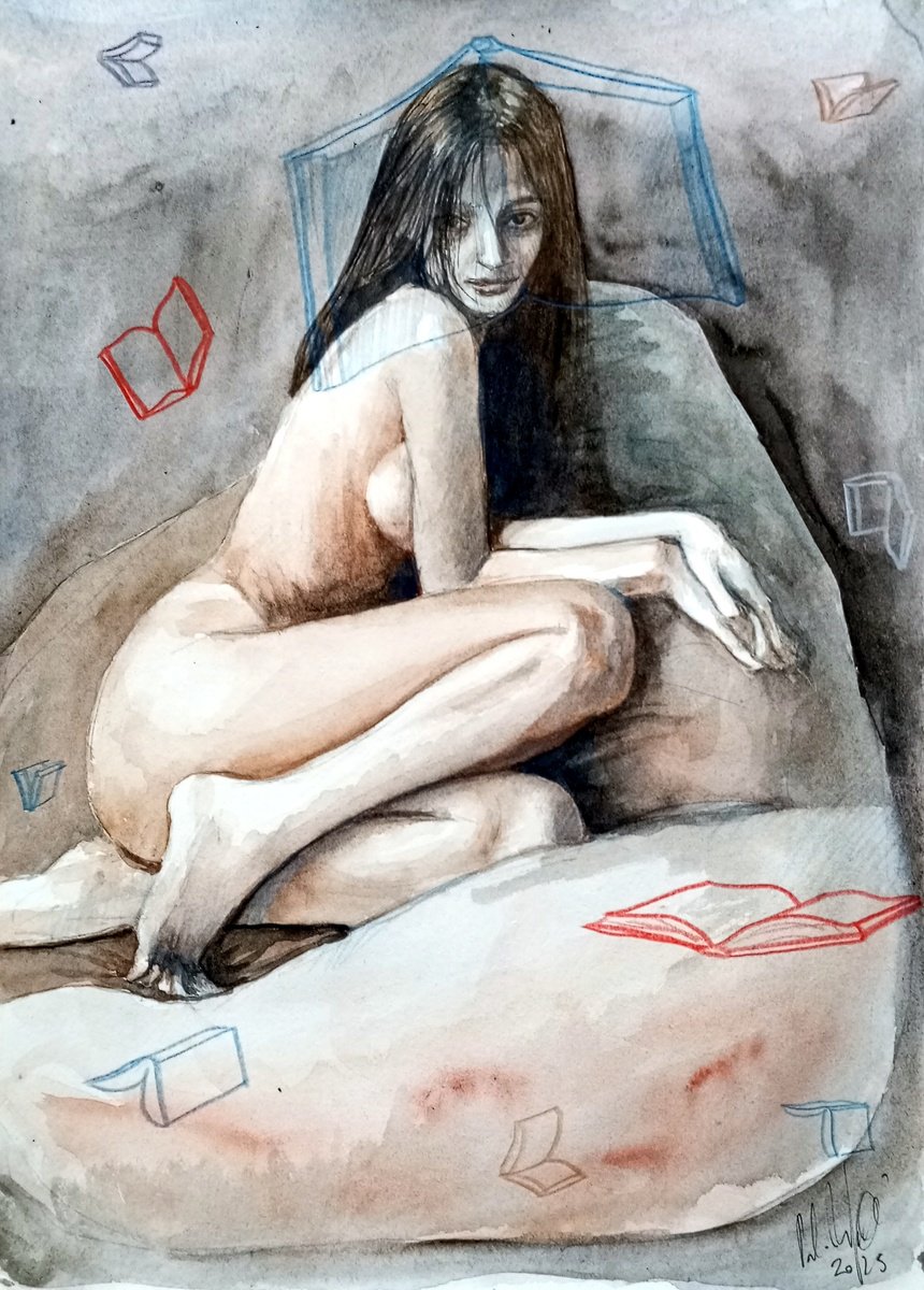 Illustrative Pastel Drawing , Book Fairy By Paolo Beneforti, 8 X 11, Artwork For Sale On Artfinder