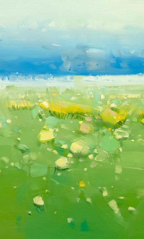 Summer Meadow, Original oil painting, Handmade artwork, One of a kind by Vahe Yeremyan