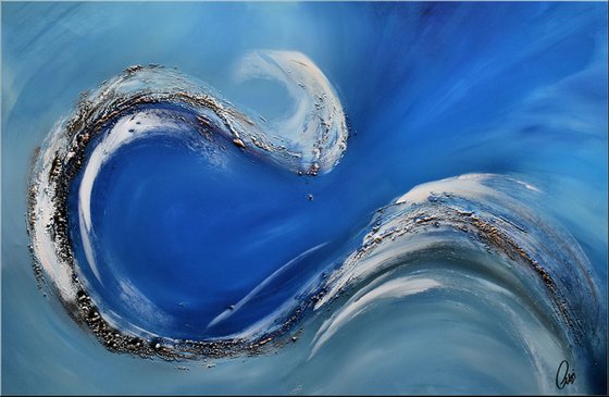 Wild Sea II  - Abstract Art - Acrylic Painting - Canvas Art - Framed Painting - Abstract Golden Sea Painting - Ready to Hang