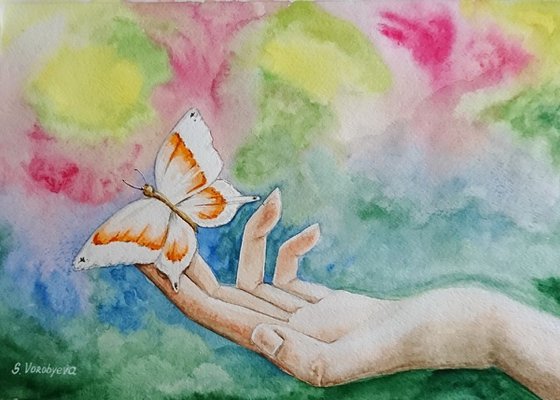 Miracle touch. Original watercolor painting by Svetlana Vorobyeva