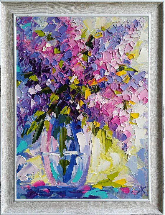 Spring soon - oil painting, lilac, lilac bouquet, flowers, flowers oil painting