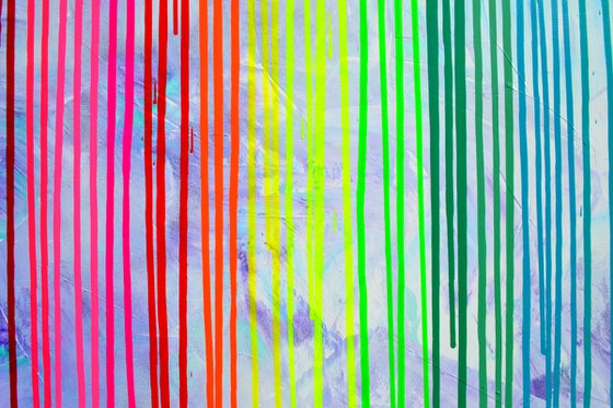 100x70x4 cm Melted Rainbow - XXL Large Modern Abstract Big Painting,  Large Painting - Ready to Hang, Hotel and Restaurant Wall Decoration
