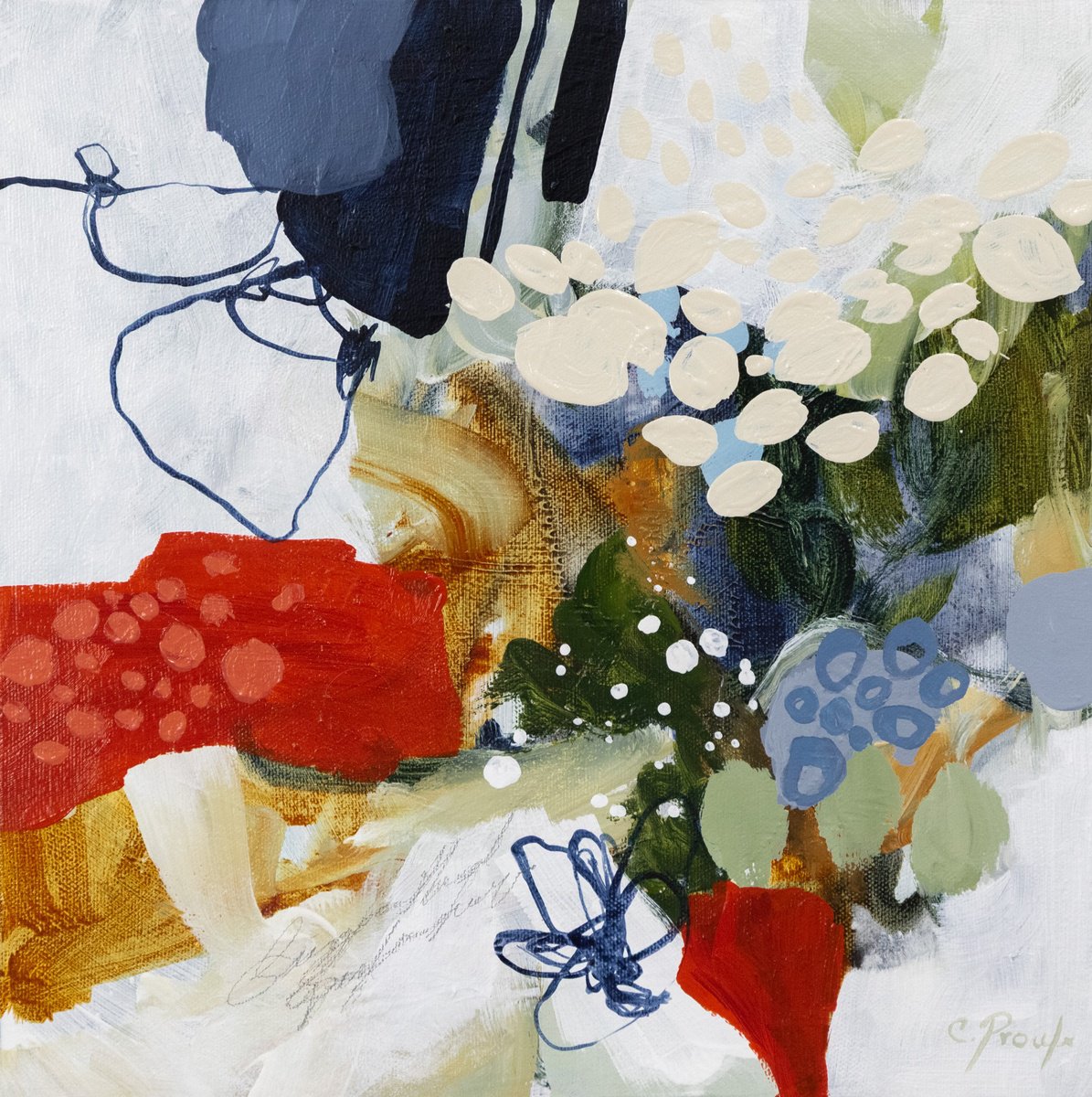 Organic Abstract Acrylic Painting By Chantal Proulx, 12 X 12, Adorable, Original Artwork