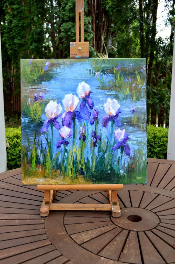 Pond with Beautiful Irises