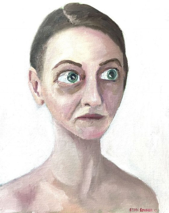 Portrait of Katrina oil on canvas board 12x10 - portrait of a woman - face