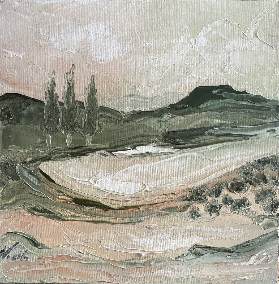 Expressive Oil Painting , Whispers Of The Quiet Hills By Daniela Nocito, 16 X 16, Artwork For Sale On Artfinder