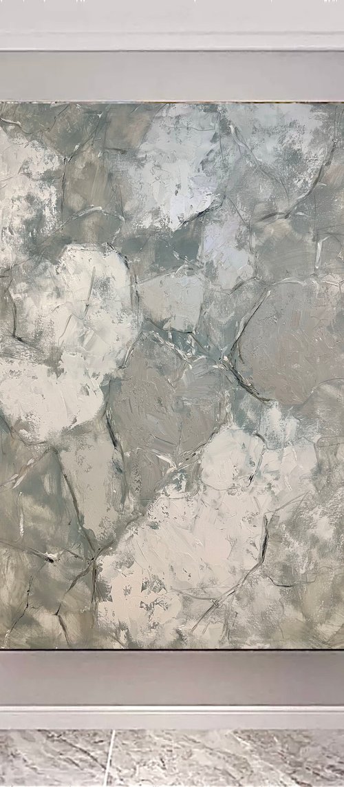 Textured beige-gray abstraction. by Marina Skromova