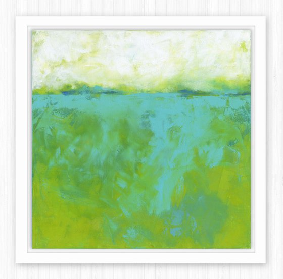 Tranquility Meadow - Minimal Serene Landscape Abstract Painting by Kathy Morton Stanion