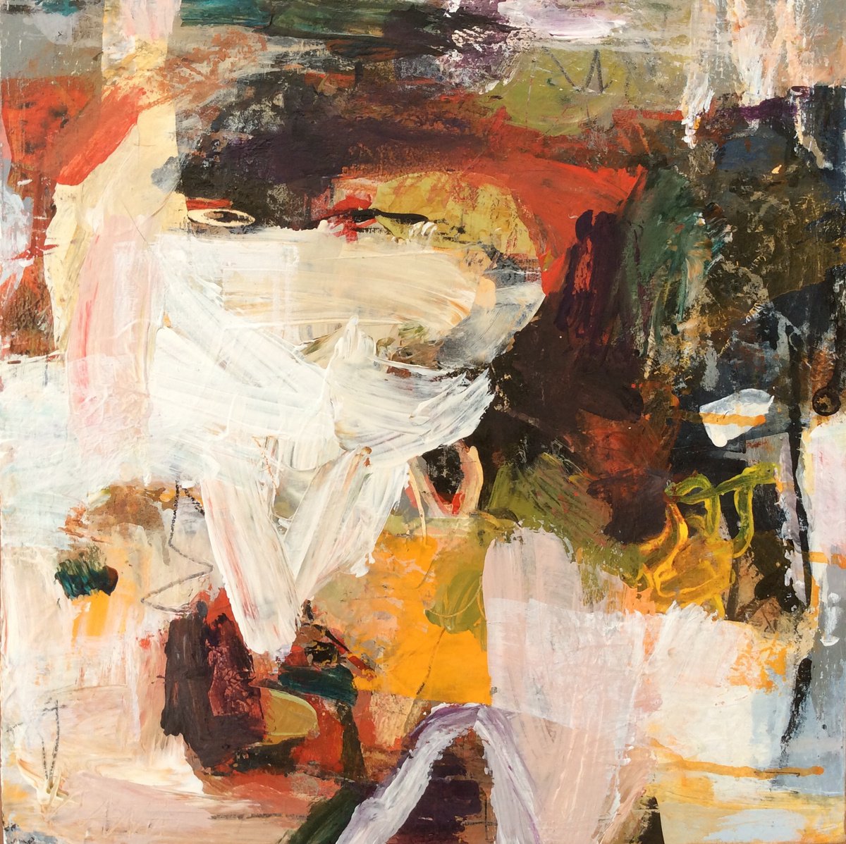 Abstract Acrylic Painting By Linda Coppens, 12 X 12", 112020-06, Original Artwork