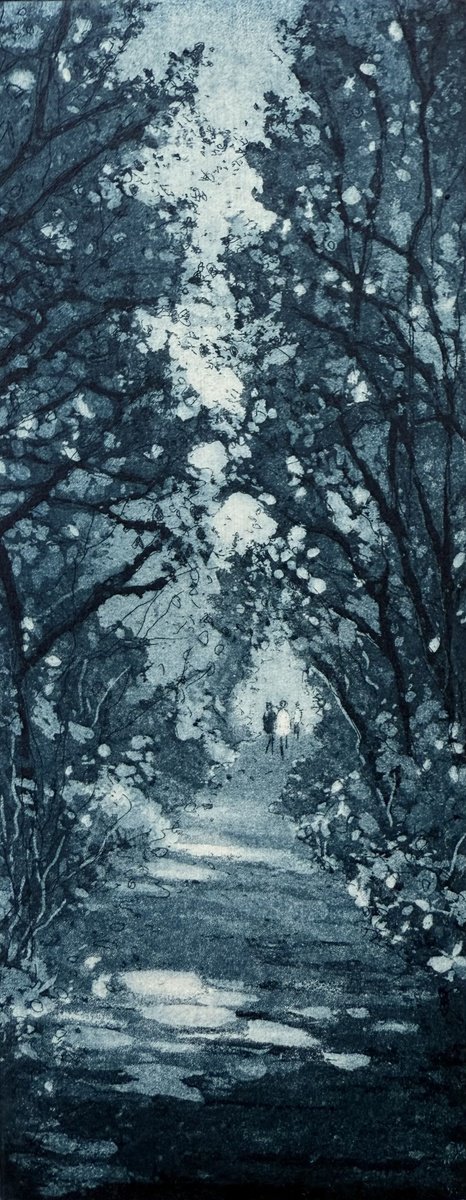 Impressionistic Etchings & Engravings , Parkland Walk By Rebecca Denton, 5 X 13, Artwork For Sale On Artfinder
