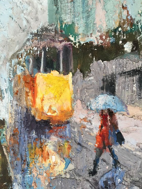 A Woman under an umbrella Original Art Contemporary Artwork