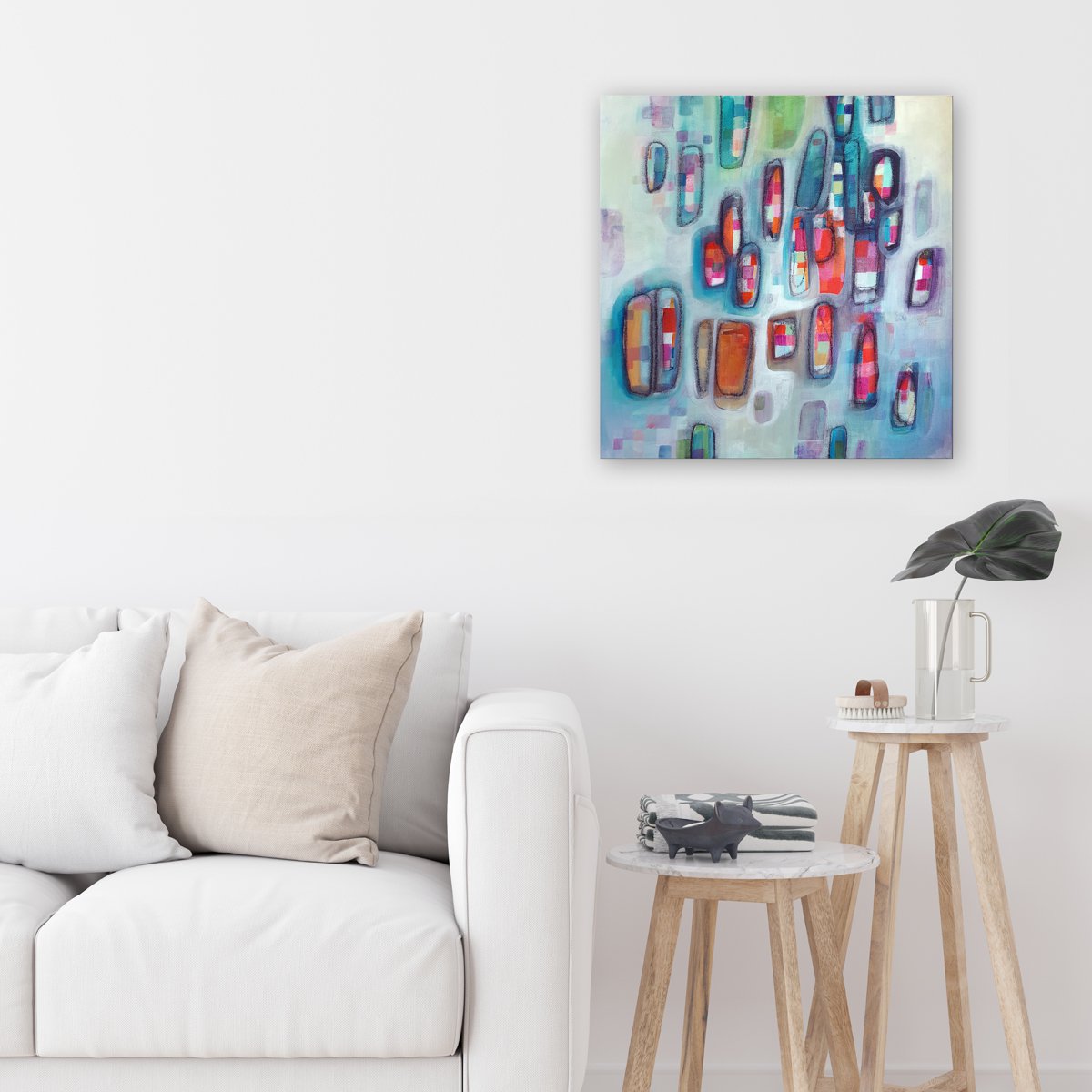 Expressive Abstract Acrylic Painting By Carolynne Coulson, 18 X 18, To There And Back Again, Original Artwork