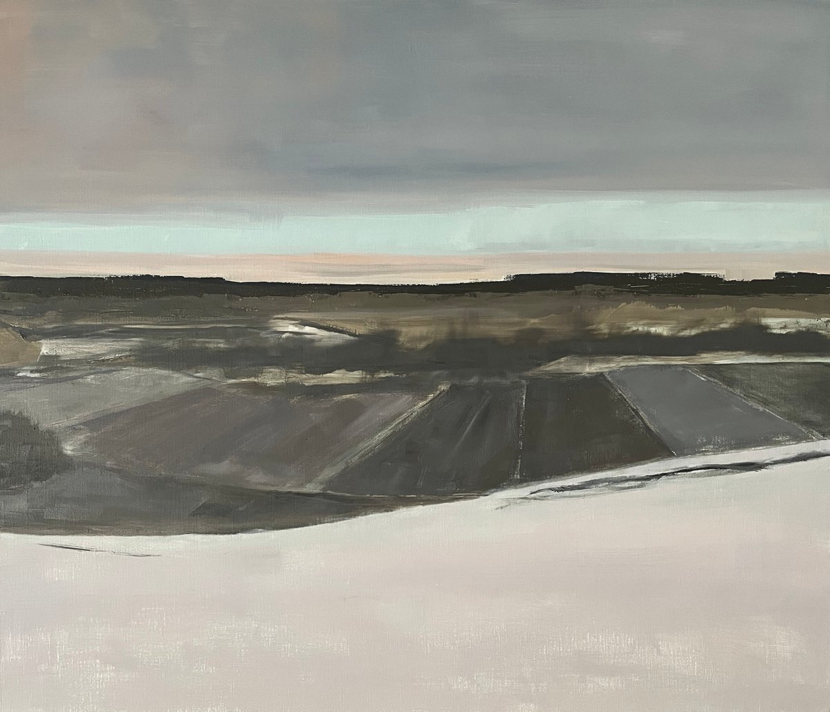 Impressionistic Landscape Oil Painting By Lizzie Butler, 28 X 24", Light On The Horizon, Original Artwork